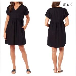 Briggs New York Black Linen Midi Dress